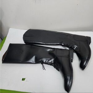 Flings Equestrian Leather Knee High Lace-Up Boots